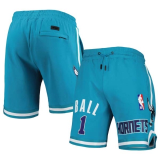Men's NBA Charlotte Hornets #1 LaMelo Ball Pro Standard Teal Heat Press Shorts