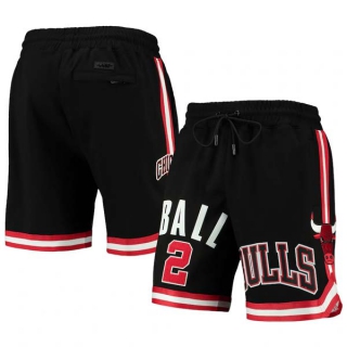 Men's NBA Chicago Bulls #2 Lonzo Ball Pro Standard Black Heat Press Shorts