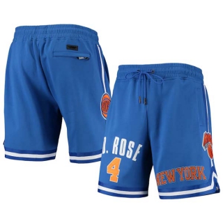 Men's NBA New York Knicks #4 Derrick Rose Pro Standard Blue Heat Press Shorts