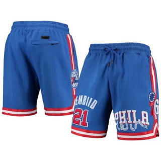 Men's NBA Philadelphia 76ers #21 Joel Embiid Pro Standard Royal Heat Press Shorts