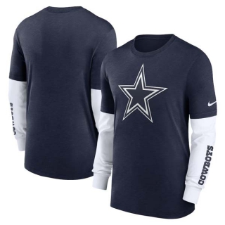 Men's NFL Dallas Cowboys Nike Heather Navy Slub Fashion Long Sleeve T-Shirt