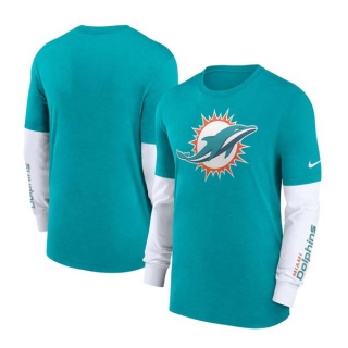 Men's NFL Miami Dolphins Nike Heather Aqua Slub Fashion Long Sleeve T-Shirt