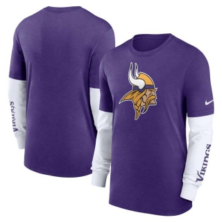 Men's NFL Minnesota Vikings Nike Heather Purple Slub Fashion Long Sleeve T-Shirt