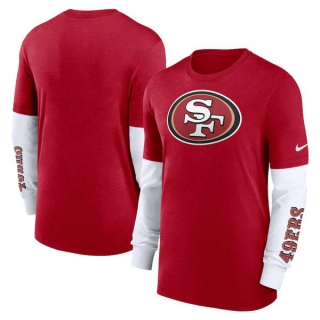 Men's NFL San Francisco 49ers Nike Heather Red Slub Fashion Long Sleeve T-Shirt