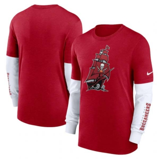Men's NFL Tampa Bay Buccaneers Nike Heather Red Slub Fashion Long Sleeve T-Shirt