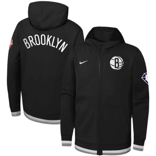 Men's NBA Brooklyn Nets Nike Black 75th Anniversary Performance Showtime Full-Zip Hoodie Jacket