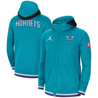 Men's NBA Charlotte Hornets Jordan Brand Teal 75th Anniversary Performance Showtime Full-Zip Hoodie Jacket