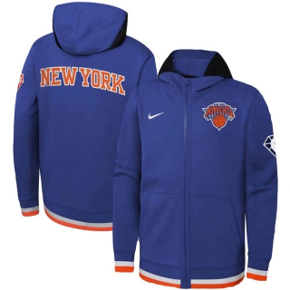 Men's NBA New York Knicks Nike Royal 75th Anniversary Performance Showtime Full-Zip Hoodie Jacket