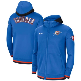 Men's NBA Oklahoma City Thunder Nike Blue 75th Anniversary Performance Showtime Full-Zip Hoodie Jacket