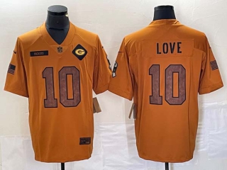 Men's NFL Green Bay Packers #10 Jordan Love Nike Brown 2023 Salute To Service Limited Jersey