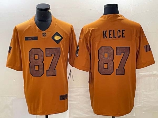 Men's NFL Kansas City Chiefs #87 Travis Kelce Nike Brown 2023 Salute To Service Limited Jersey
