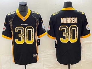 Men's NFL Pittsburgh Steelers #30 Jaylen Warren Black Drift Fashion Limited Jersey