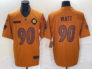 Men's NFL Pittsburgh Steelers #90 T.J. Watt Nike Brown 2023 Salute To Service Limited Jersey