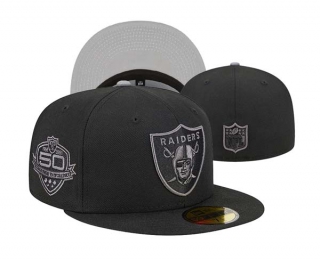 NFL Las Vegas Raiders New Era Black On Black Harvest 50th Anniversary 59FIFTY Fitted Hat 3004