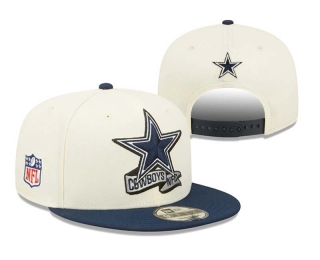 NFL Dallas Cowboys New Era Cream Navy 2022 Sideline 9FIFTY Snapback Hat 6093