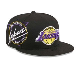NBA Los Angeles Lakers New Era Black Neon 9FIFTY Snapback Hat 2128
