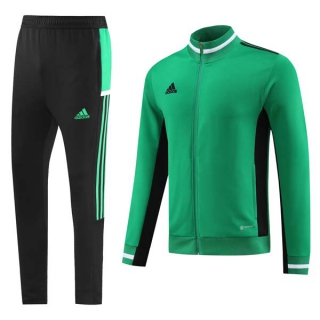 Men's Adidas Athletic Full Zip Jacket Sweatsuits Green Black