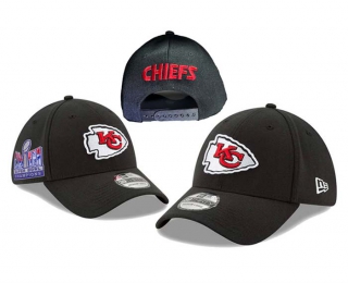 NFL Kansas City Chiefs New Era Black Super Bowl LVIII Champions Side Patch 39THIRTY Snapback Hat