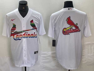 Men's St. Louis Cardinals Blank White Big Logo Cool Base Stitched Nike Jersey