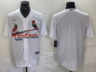 Men's St. Louis Cardinals Blank White Big Logo Cool Base Stitched Nike Jerseys