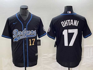 Men's Los Angeles Dodgers #17 Shohei Ohtani Black Gold Number Stitched Cool Base NFL Nike Jerseys