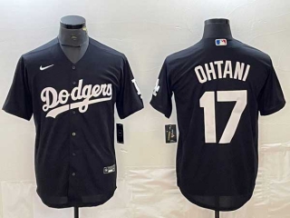 Men's Los Angeles Dodgers #17 Shohei Ohtani Black Stitched Cool Base NFL Nike Jersey