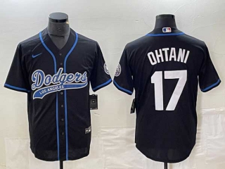 Men's Los Angeles Dodgers #17 Shohei Ohtani Black Stitched Cool Base NFL Nike Jerseys