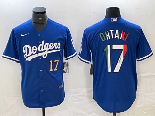 Men's Los Angeles Dodgers #17 Shohei Ohtani Blue Gold Number Mexico Cool Base Stitched Jersey