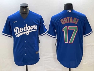 Men's Los Angeles Dodgers #17 Shohei Ohtani Blue Green Number Stitched Cool Base NFL Nike Jersey