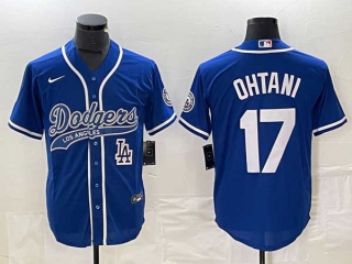 Men's Los Angeles Dodgers #17 Shohei Ohtani Blue LA Stitched Cool Base NFL Nike Jerseys
