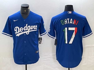 Men's Los Angeles Dodgers #17 Shohei Ohtani Blue Mexico Cool Base Stitched Jersey