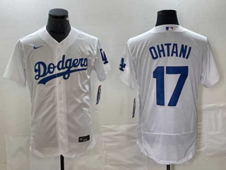 Men's Los Angeles Dodgers #17 Shohei Ohtani White Stitched Flex Base Nike Jersey (2)