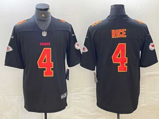 Men's Kansas City Chiefs #4 Rashee Rice Black Fashion Vapor Limited Stitched Jersey