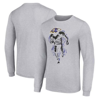 Men's NFL Baltimore Ravens Gray Starter Logo Graphic Long Sleeves T-Shirt