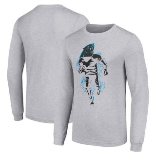 Men's NFL Carolina Panthers Gray Starter Logo Graphic Long Sleeves T-Shirt