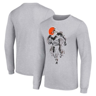 Men's NFL Cleveland Browns Gray Starter Logo Graphic Long Sleeves T-Shirt
