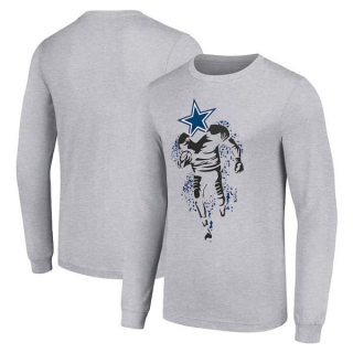 Men's NFL Dallas Cowboys Gray Starter Logo Graphic Long Sleeves T-Shirt