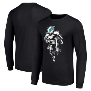 Men's NFL Miami Dolphins Black Starter Logo Graphic Long Sleeves T-Shirt