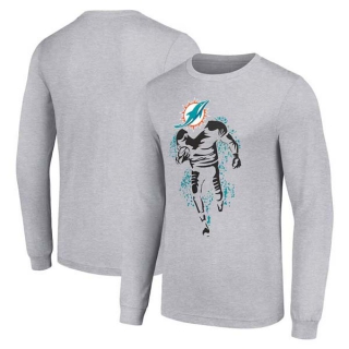 Men's NFL Miami Dolphins Gray Starter Logo Graphic Long Sleeves T-Shirt