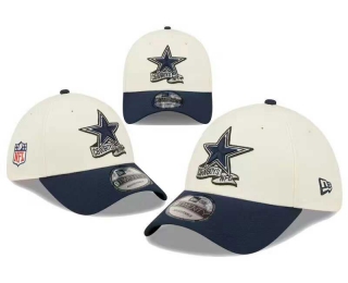NFL Dallas Cowboys New Era Cream Navy 2022 Sideline Low Profile 9TWENTY Snapback Hat 8003