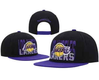 NBA Los Angeles Lakers Mitchell & Ness Black Purple Cross Check Snapback Hat 8058