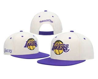 NBA Los Angeles Lakers Mitchell & Ness White Purple Snapback Hat 8066