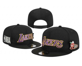 NBA Los Angeles Lakers New Era Black Post-Up Pin Mesh 9FIFTY Snapback Hat 8069
