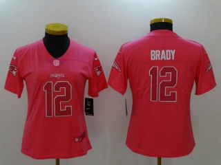 Women's New England Patriots #12 Tom Brady Pink Stitched NFL Nike Limited Jersey