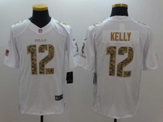 Men's Buffalo Bills #12 Jim Kelly White Salute To Service NFL Nike Limited Jersey