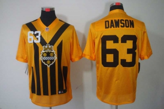 Men's Pittsburgh Steelers #63 Dermontti Dawson 1933 Yellow Throwback Jersey