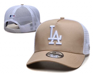 MLB Los Angeles Dodgers New Era Khaki White Trucket Mesh 9FORTY Adjustable Hat 2276