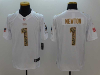 Men's NFL Carolina Panthers #1 Cam Newton White Camo Salute To Service Limited Stitched Jersey