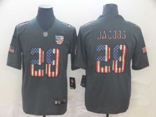 Men's NFL Las Vegas Raiders #28 Josh Jacobs Graphite Salute To Service USA Flag Fashion Limited Jersey