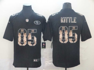 Men's NFL San Francisco 49ers #85 George Kittle Black Statue Of Liberty Stitched Nike Limited Jersey